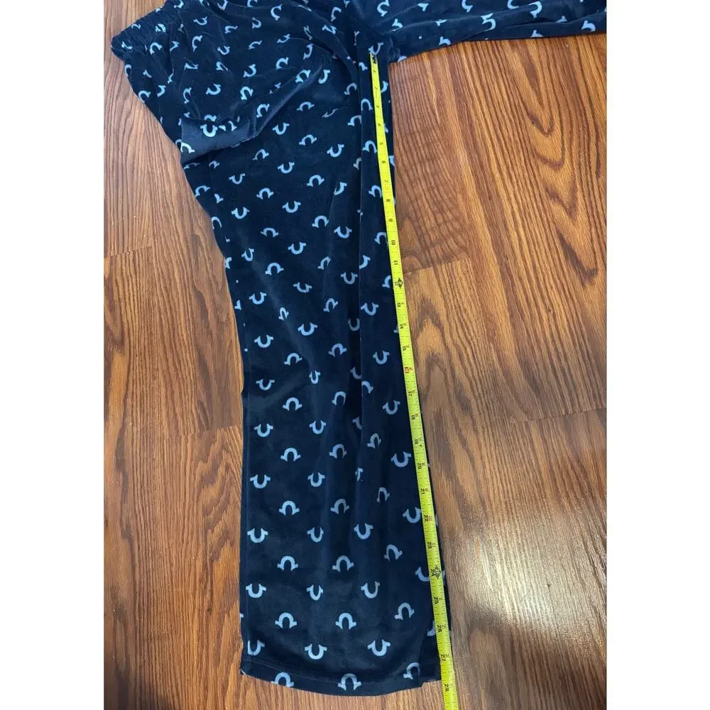 True Religion Men’s Large Blue Horseshoe Logo Fleece Pajama Lounge Pants